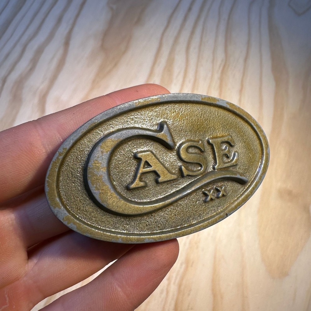 Vintage Case XX Belt Buckle Brass Tone Oval Logo Made in USA Mens OS